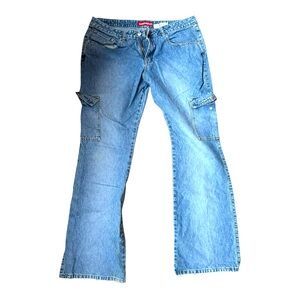 VTG Y2K Union Bay Cargo Jeans Womens 15 Denim Flared Hipster Punk Grunge Relax‎
